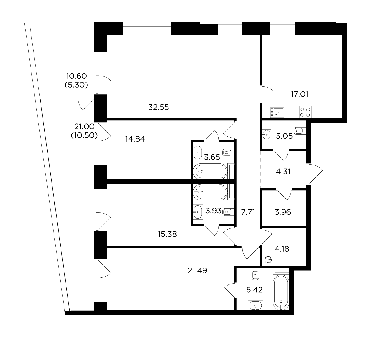 4-комнатная 153.28 м²