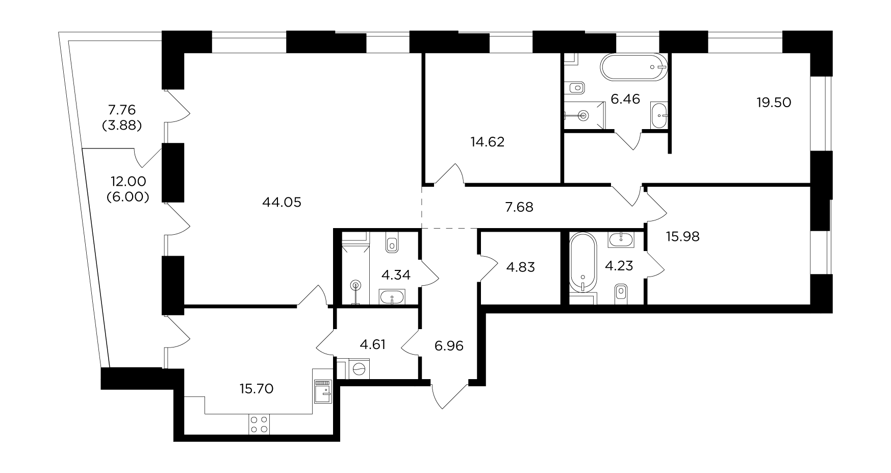 4-комнатная 158.84 м²
