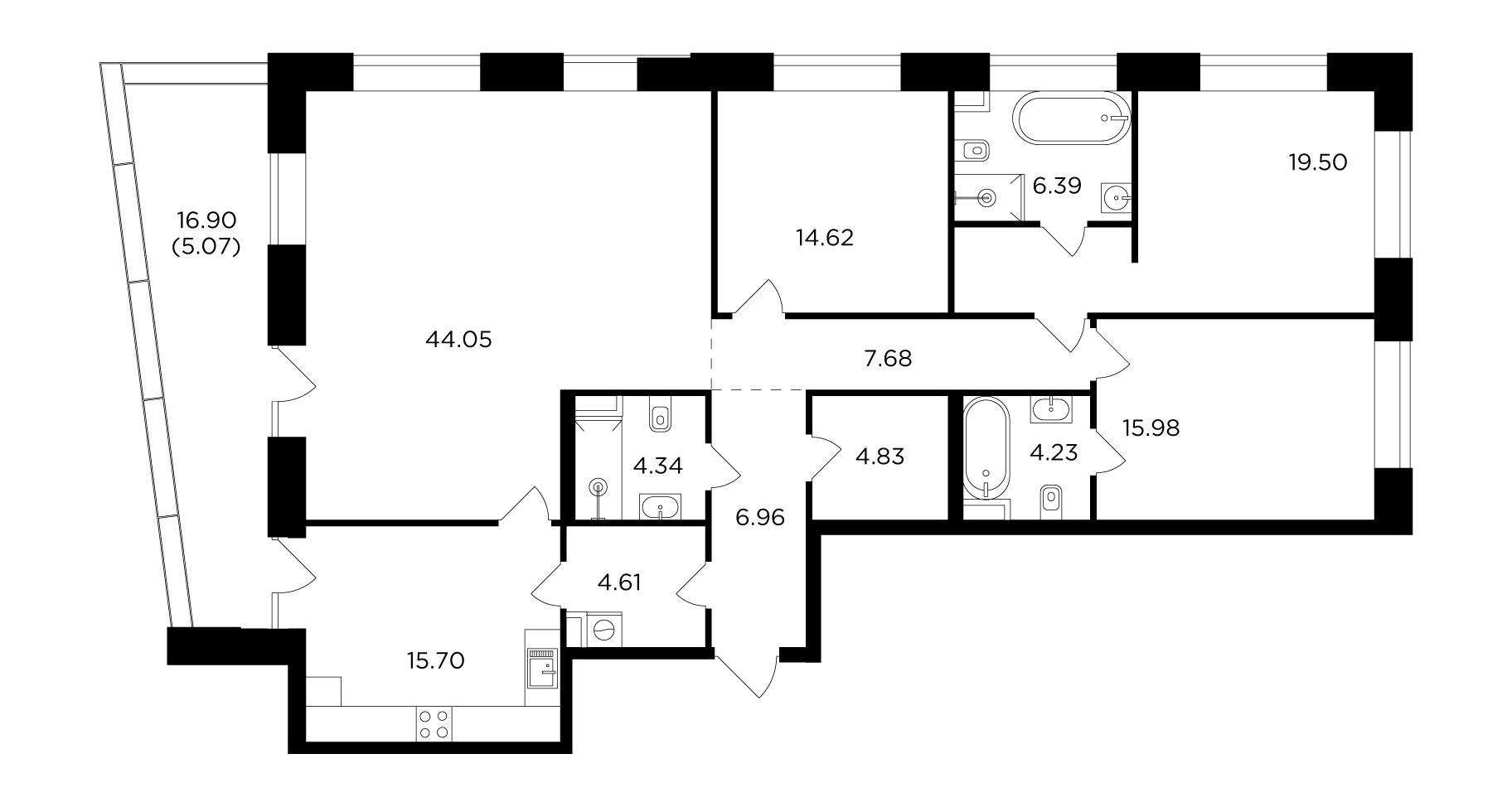 4-комнатная 153.96 м²