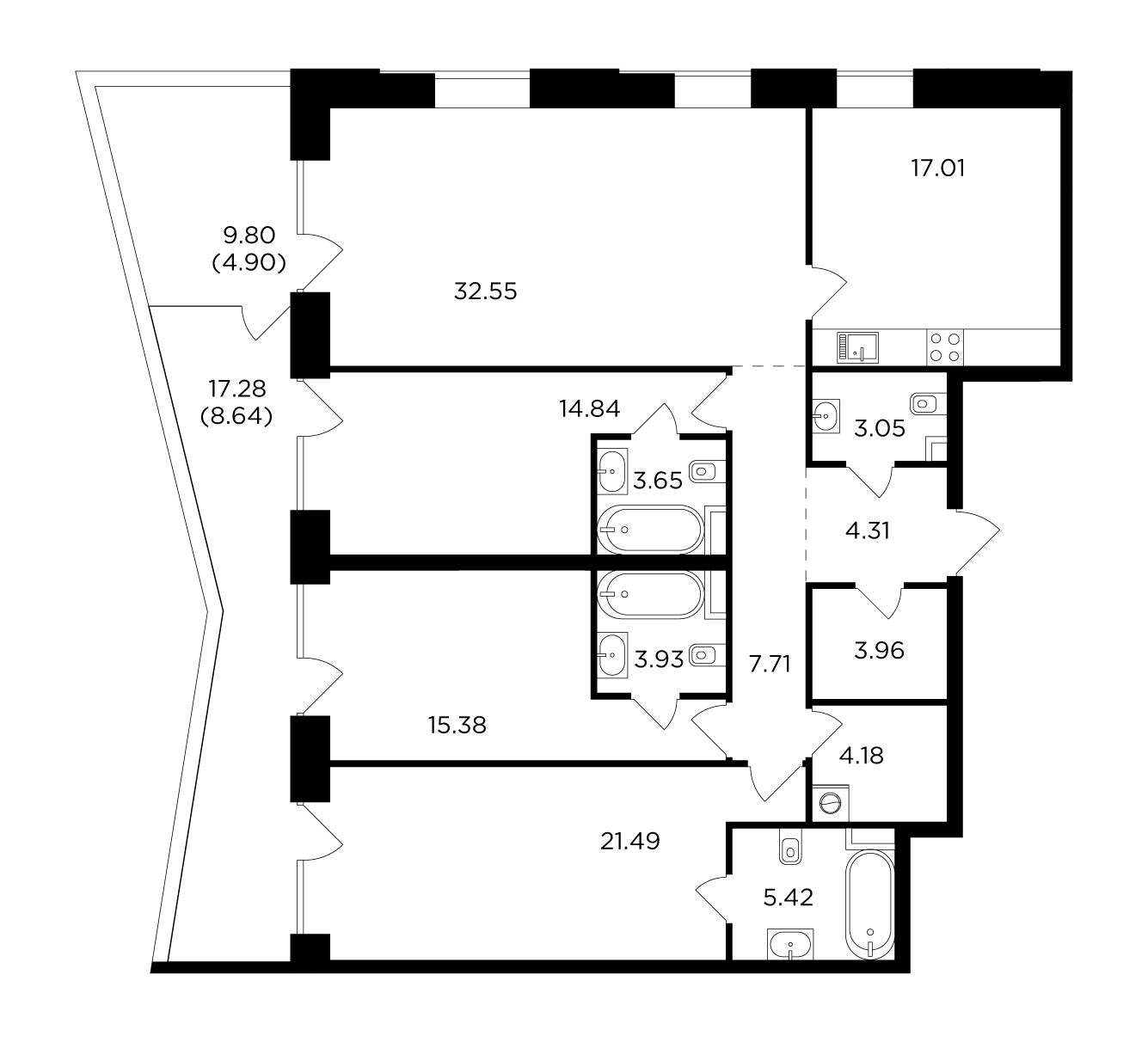 4-комнатная 151.02 м²
