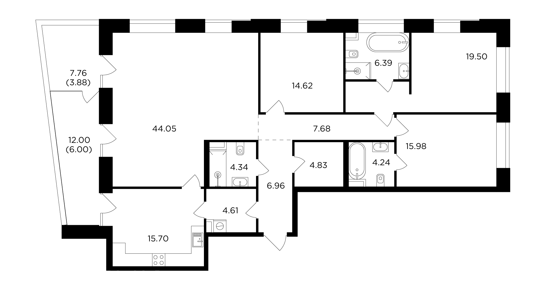 4-комнатная квартира 158.78 м² №768 по цене 77 756 111 ₽ в ЖК FORIVER -  купить у застройщика Ingrad