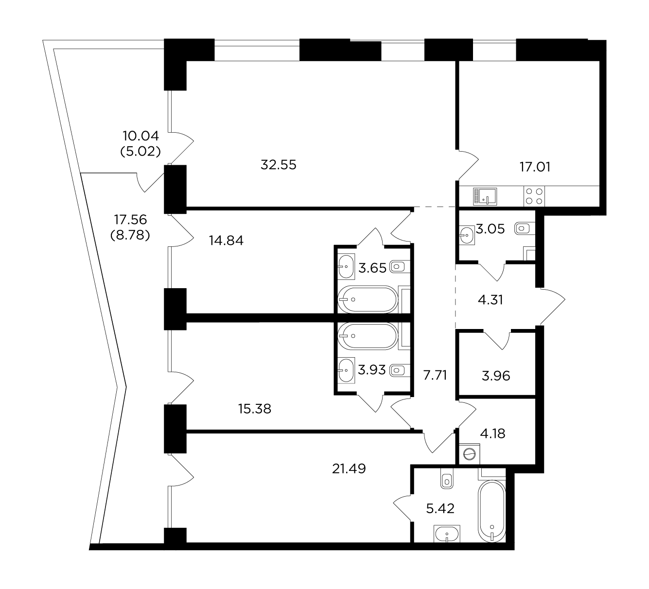 4-комнатная 151.28 м²