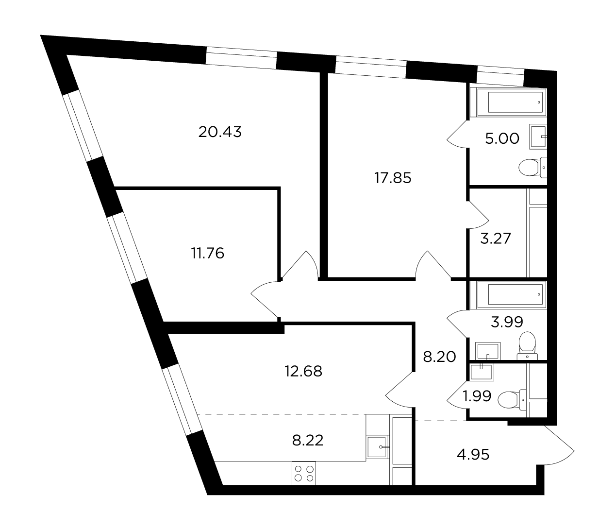 4-комнатная 98.4 м²