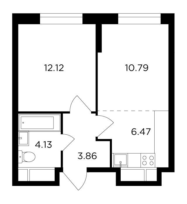 2-комнатная 37.4 м²