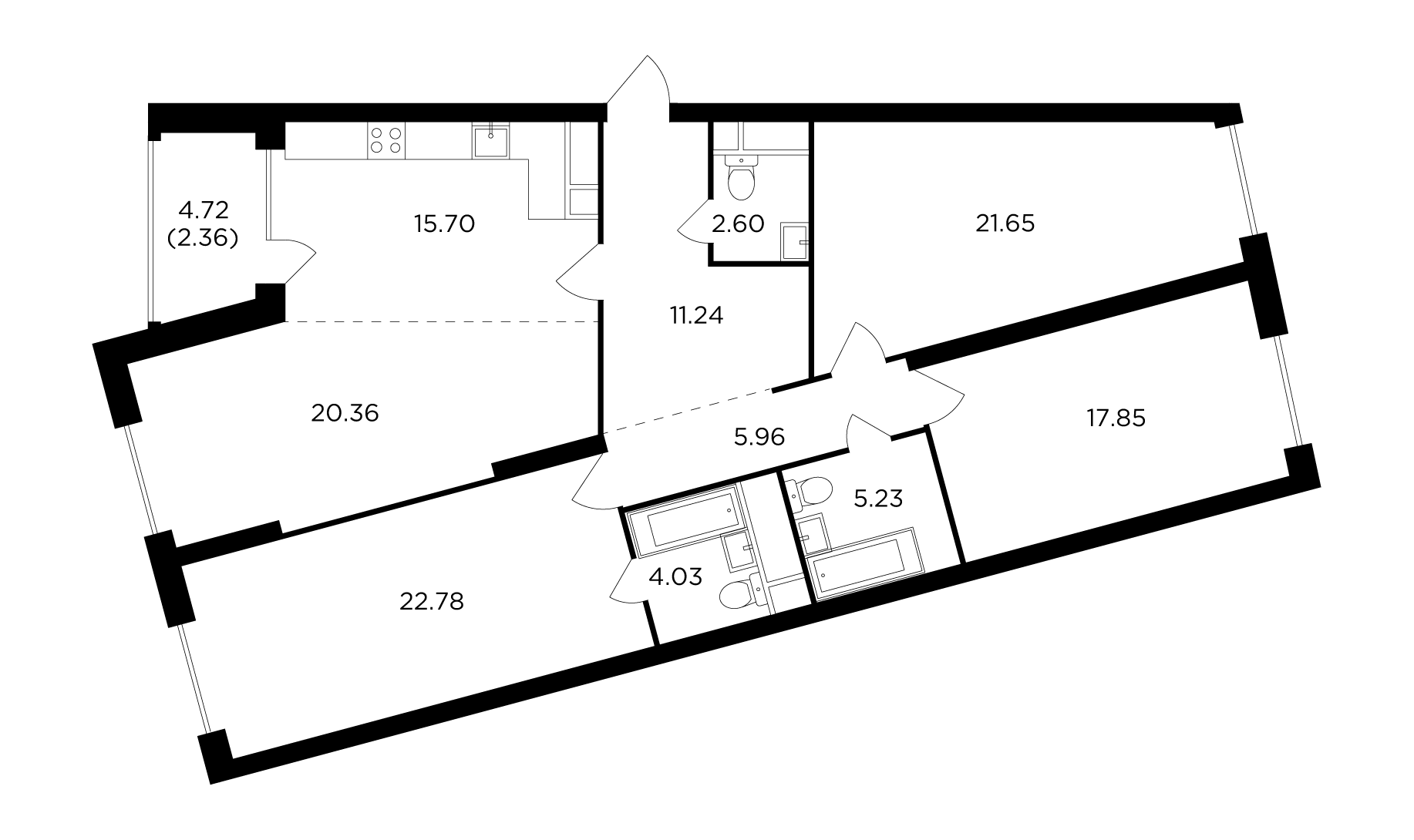 4-комнатная 128.2 м²