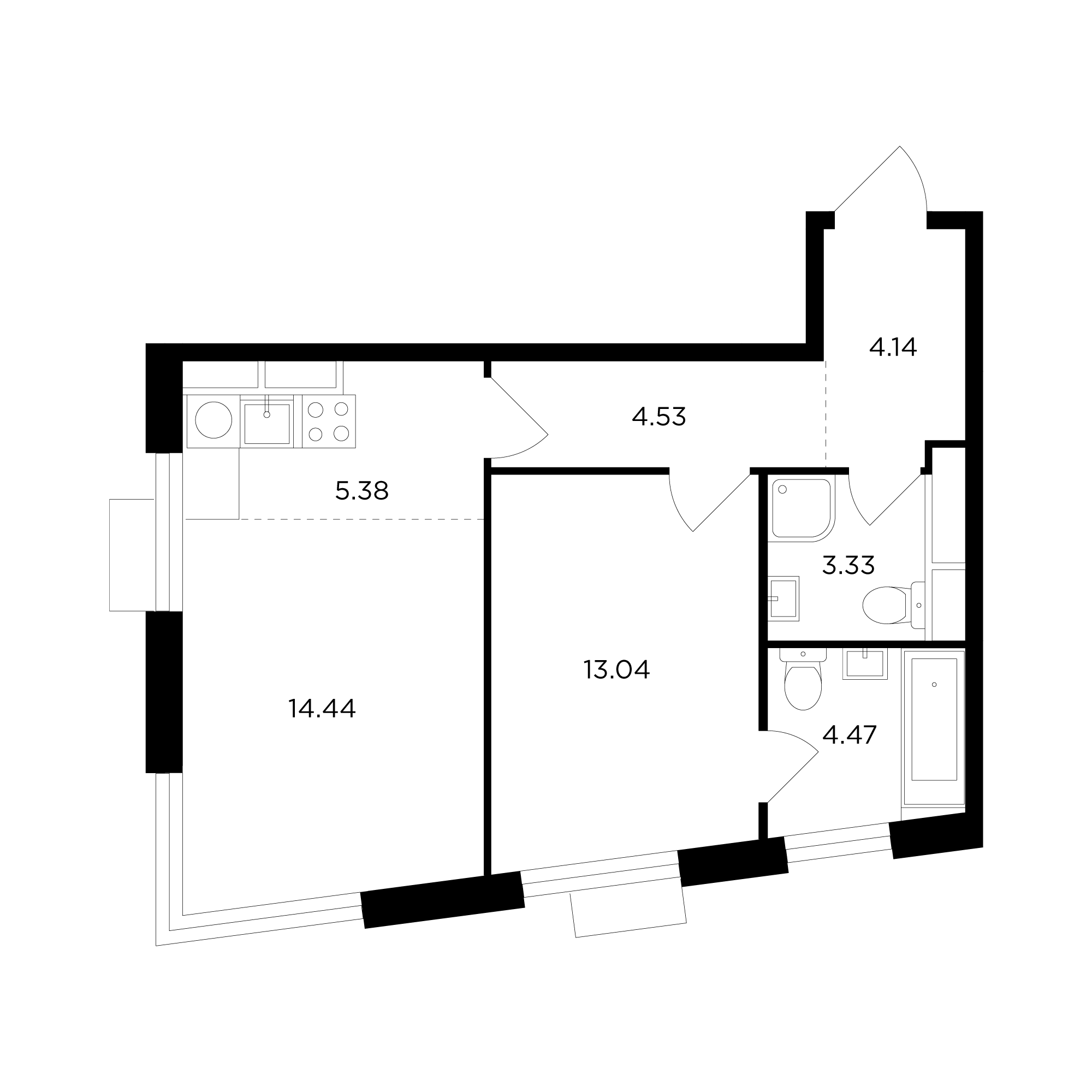 2-комнатная 49.2 м²