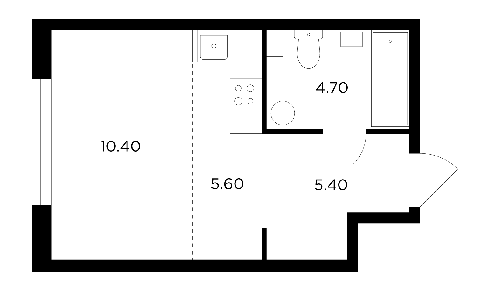 Студия, 26.2 м²