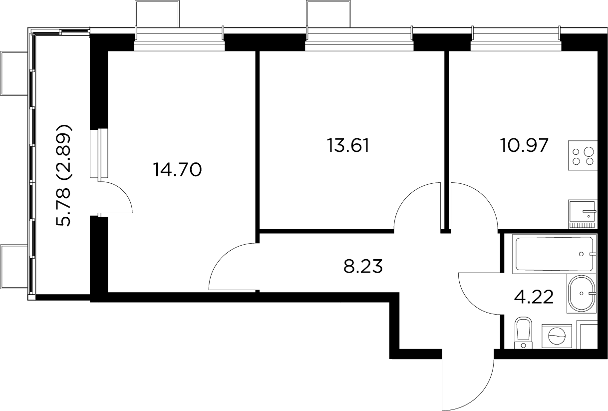 2-комнатная квартира 54.62 м² №52 по цене 9 080 767 ₽ в ЖК Новое Пушкино -  купить у застройщика Ingrad