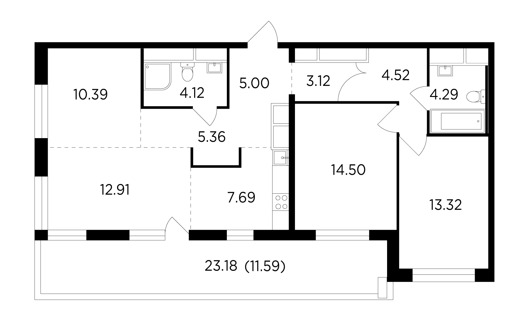 4-комнатная квартира 97.1 м² №223 по цене 21 673 691 ₽ в ЖК Одинград. Лесной  и Центральный - купить у застройщика Ingrad