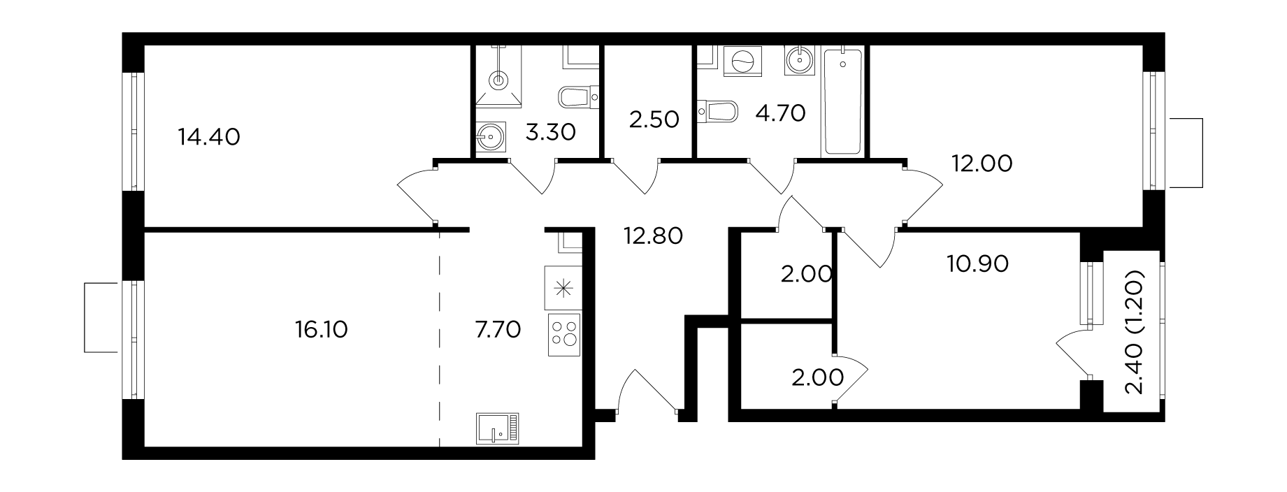 4-комнатная 89.6 м²