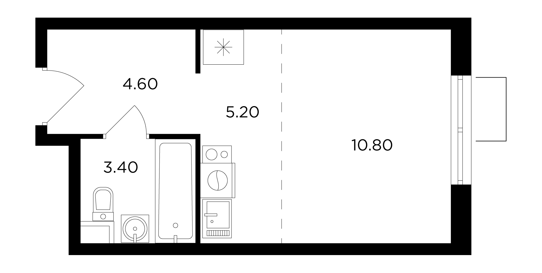 1-комнатная 24 м²