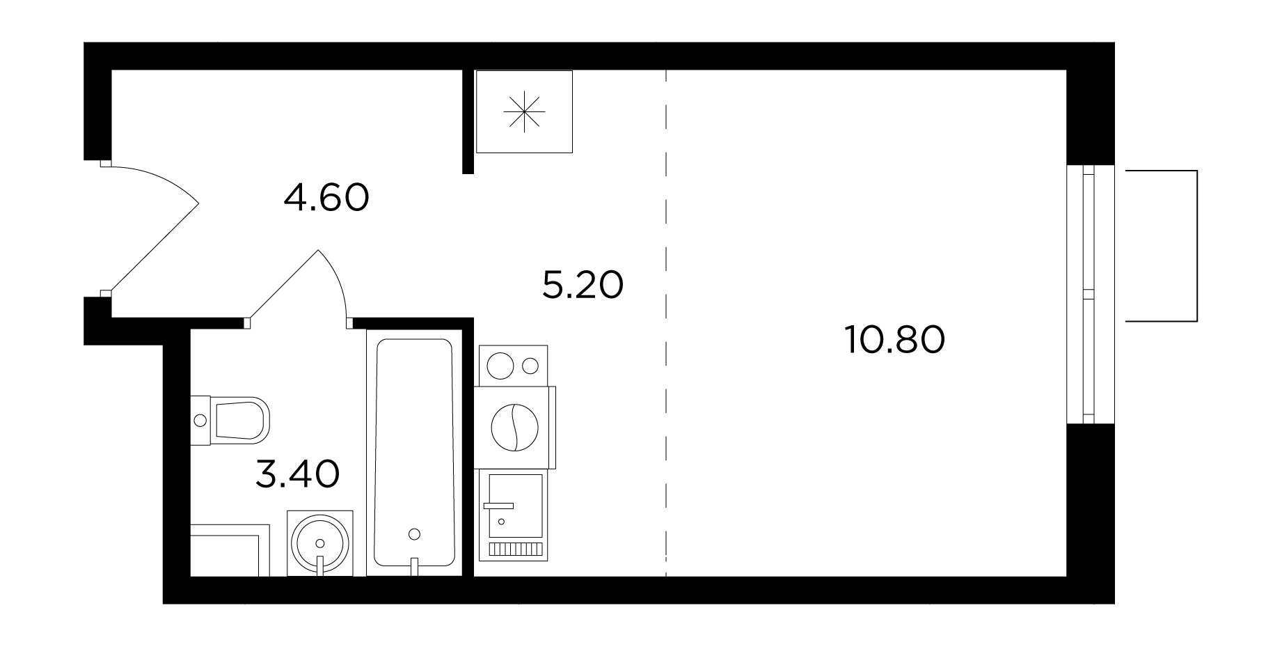 1-комнатная 24 м²
