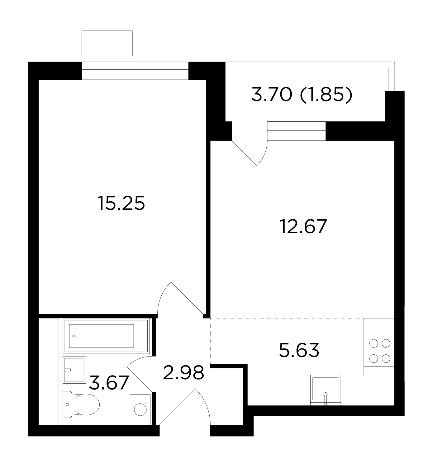 2-комнатная 41.9 м²