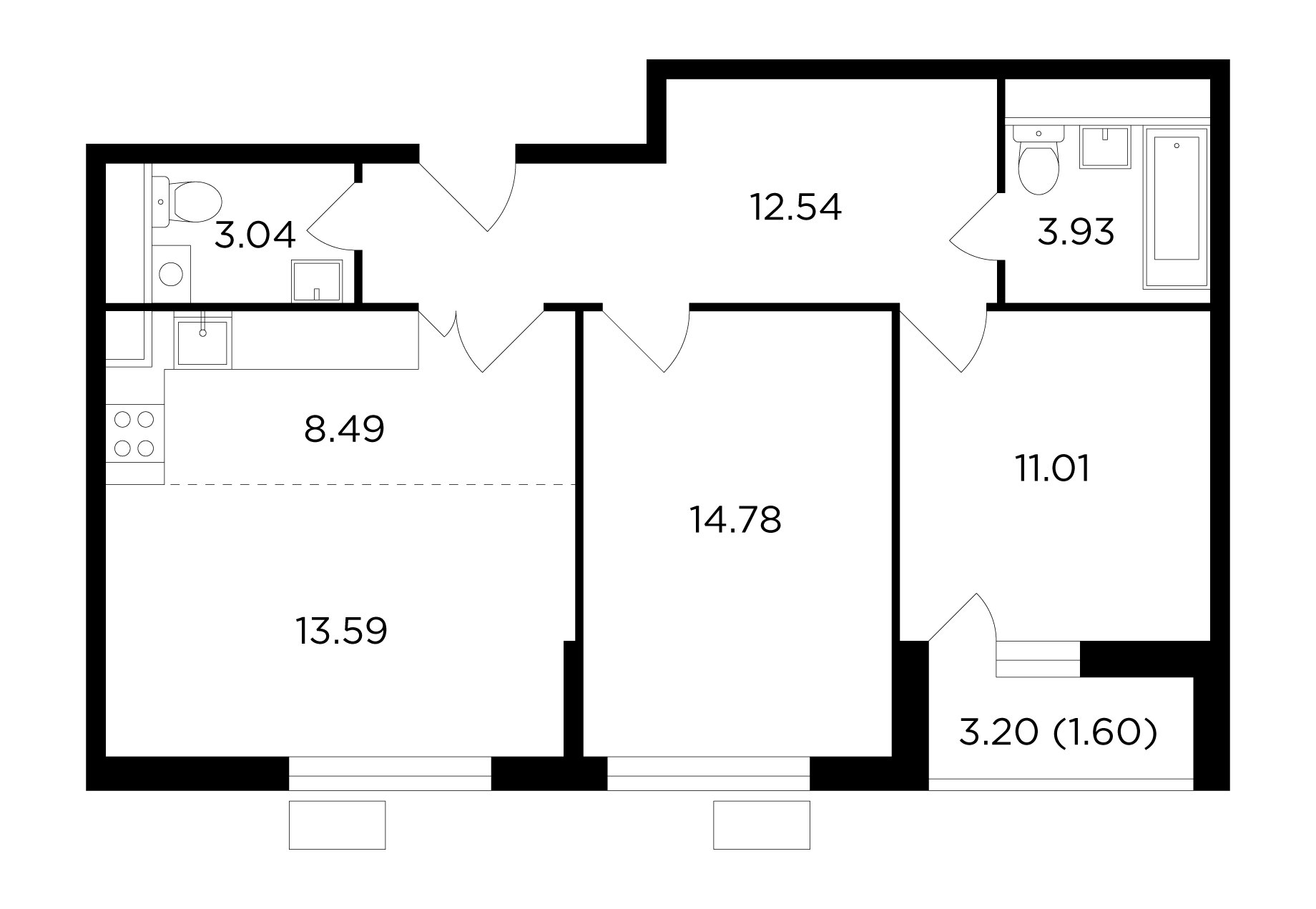 3-комнатная квартира 69.1 м² №251 по цене 9 283 121 ₽ в ЖК VESNA - купить у  застройщика Ingrad