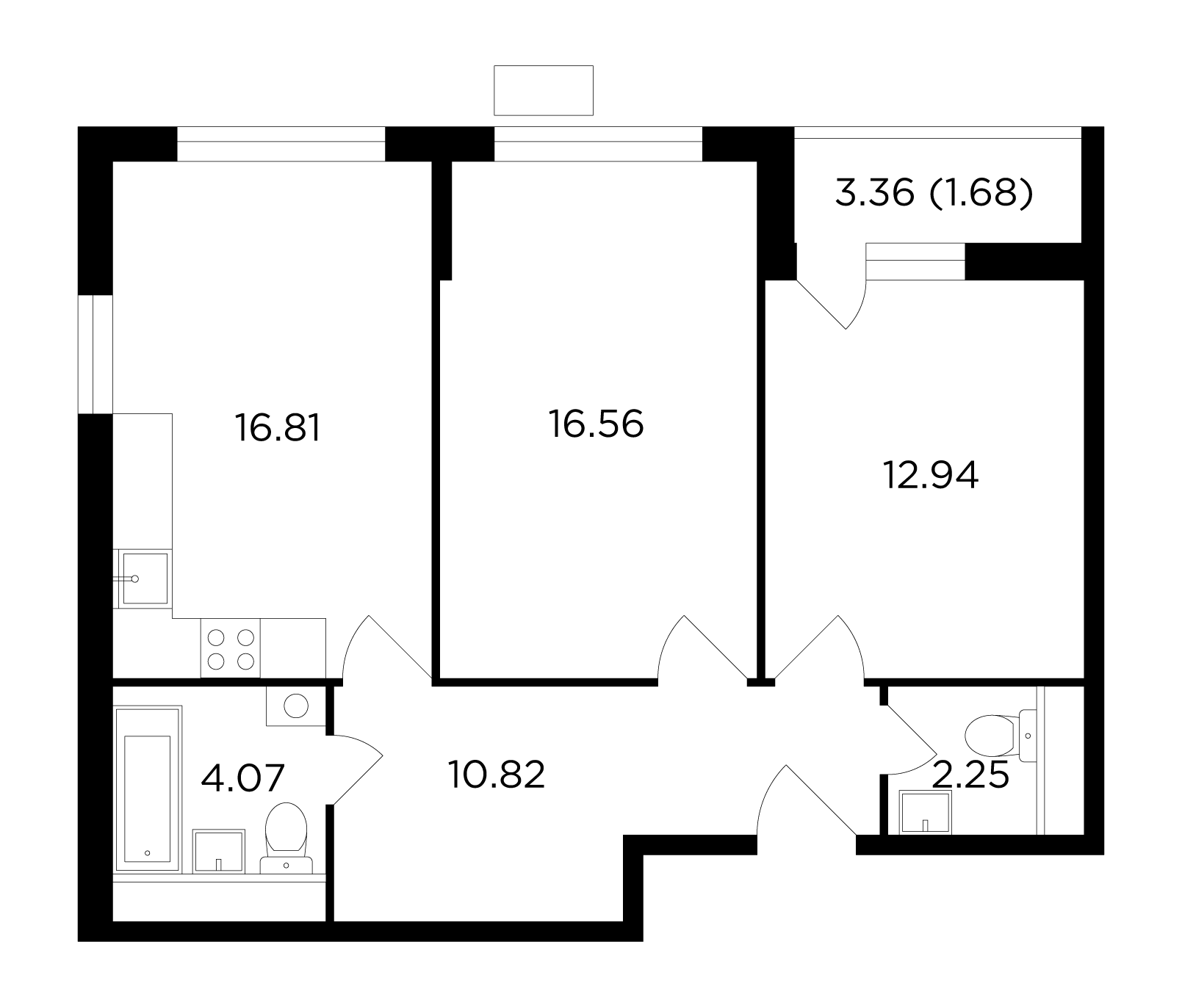 2-комнатная квартира 65 м² №268 по цене 9 595 336 ₽ в ЖК VESNA - купить у  застройщика Ingrad