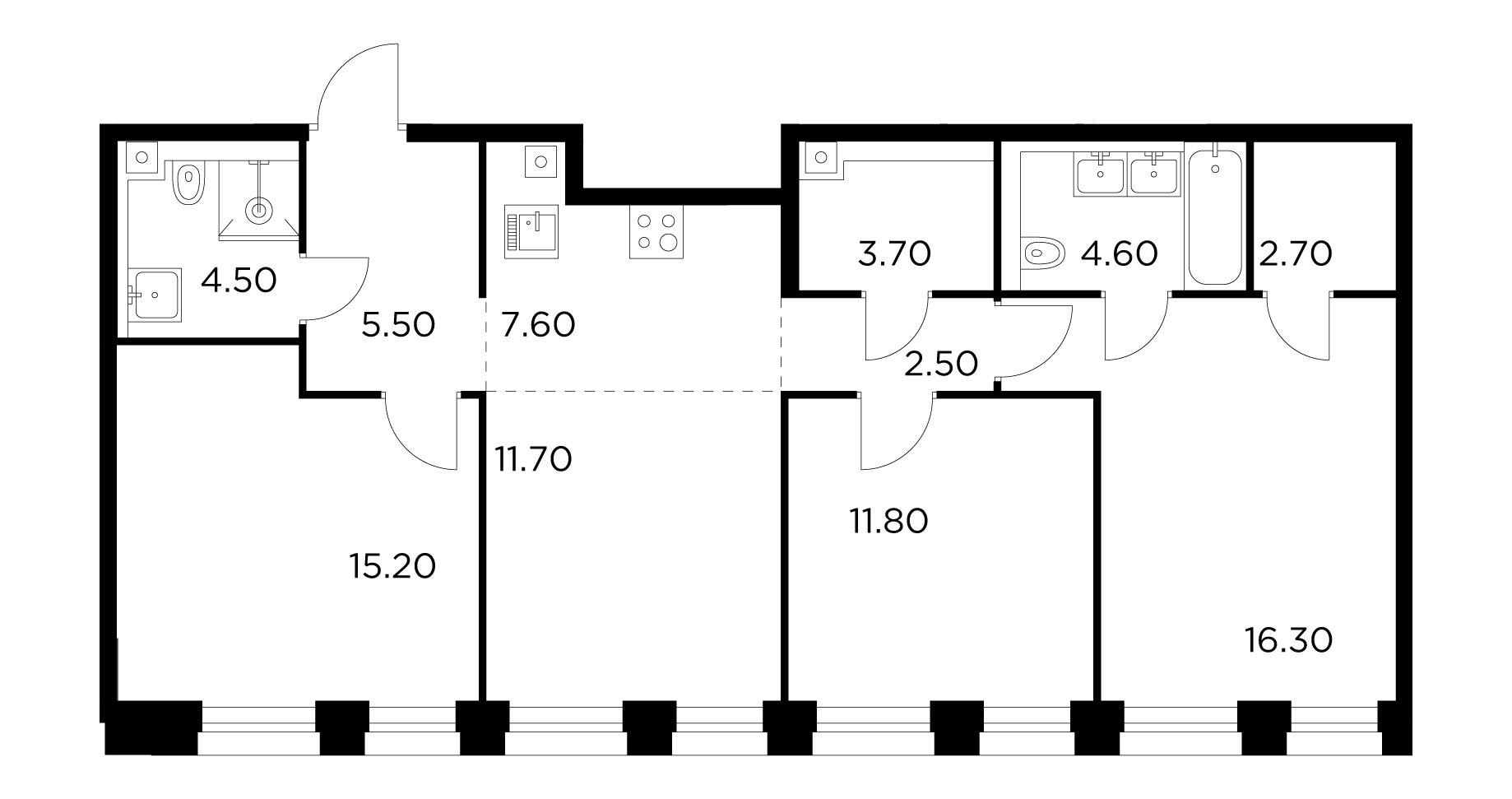 4-комнатная 86.1 м²