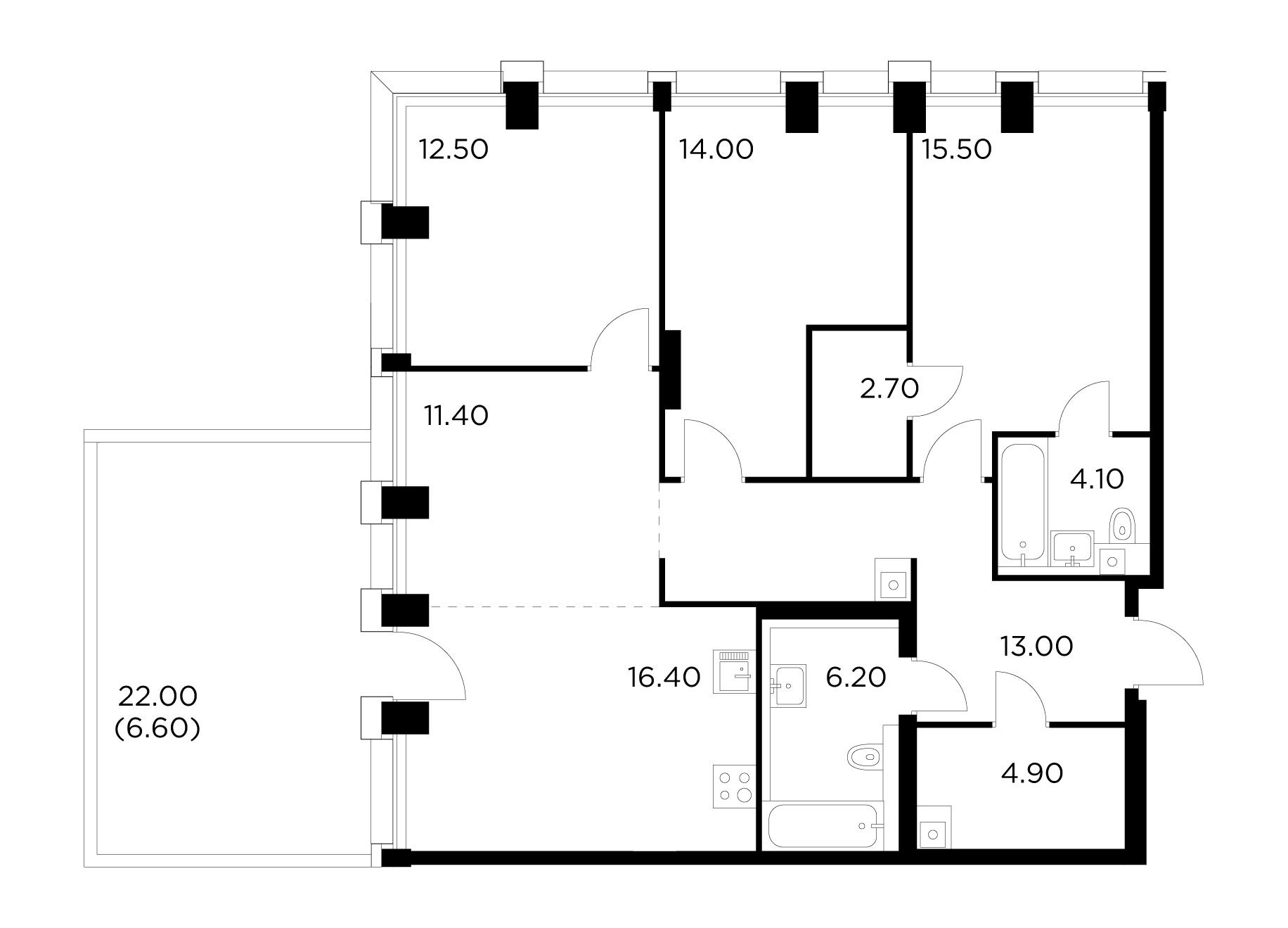 4-комнатная 107.3 м²