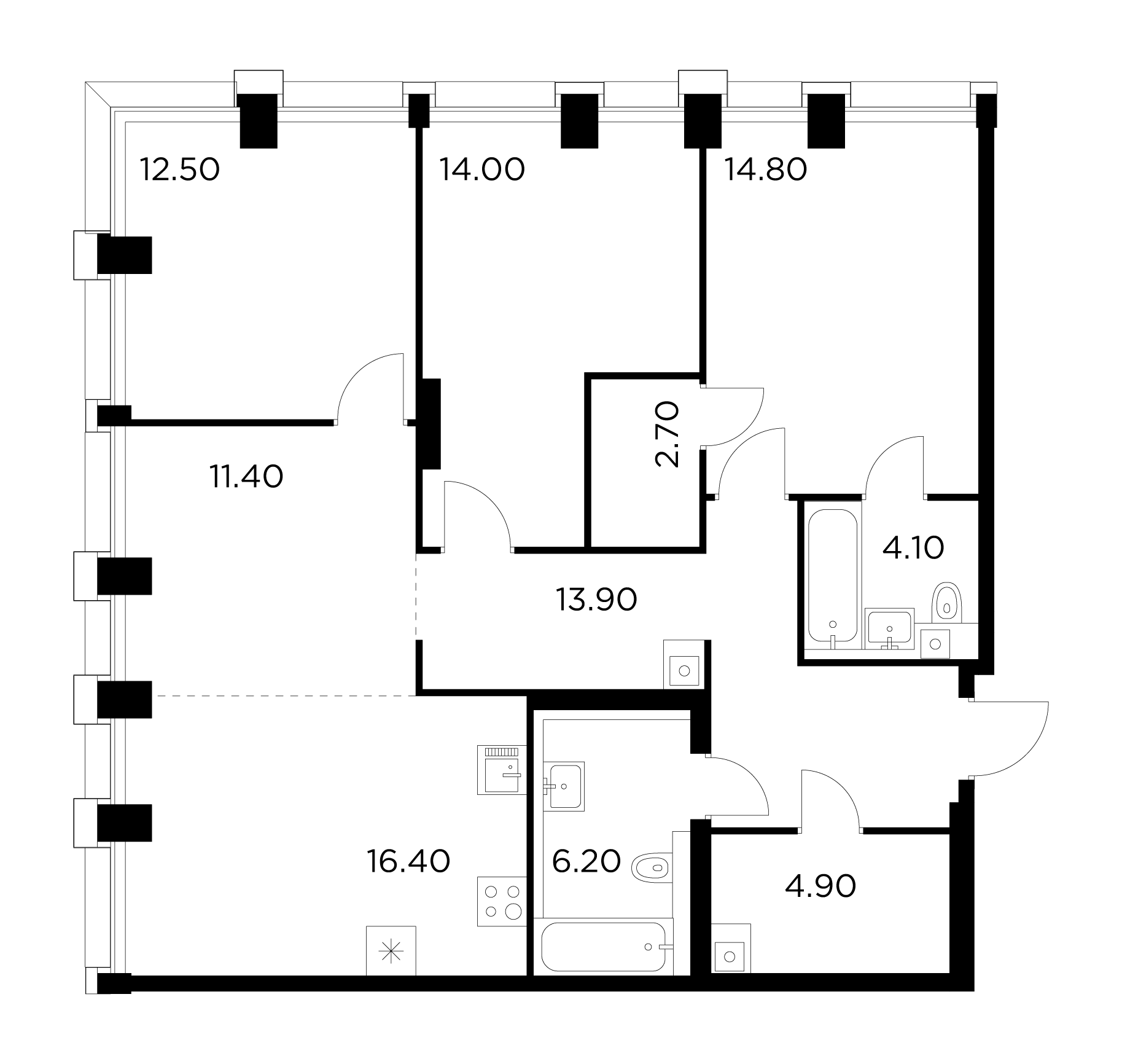 4-комнатная 100.9 м²