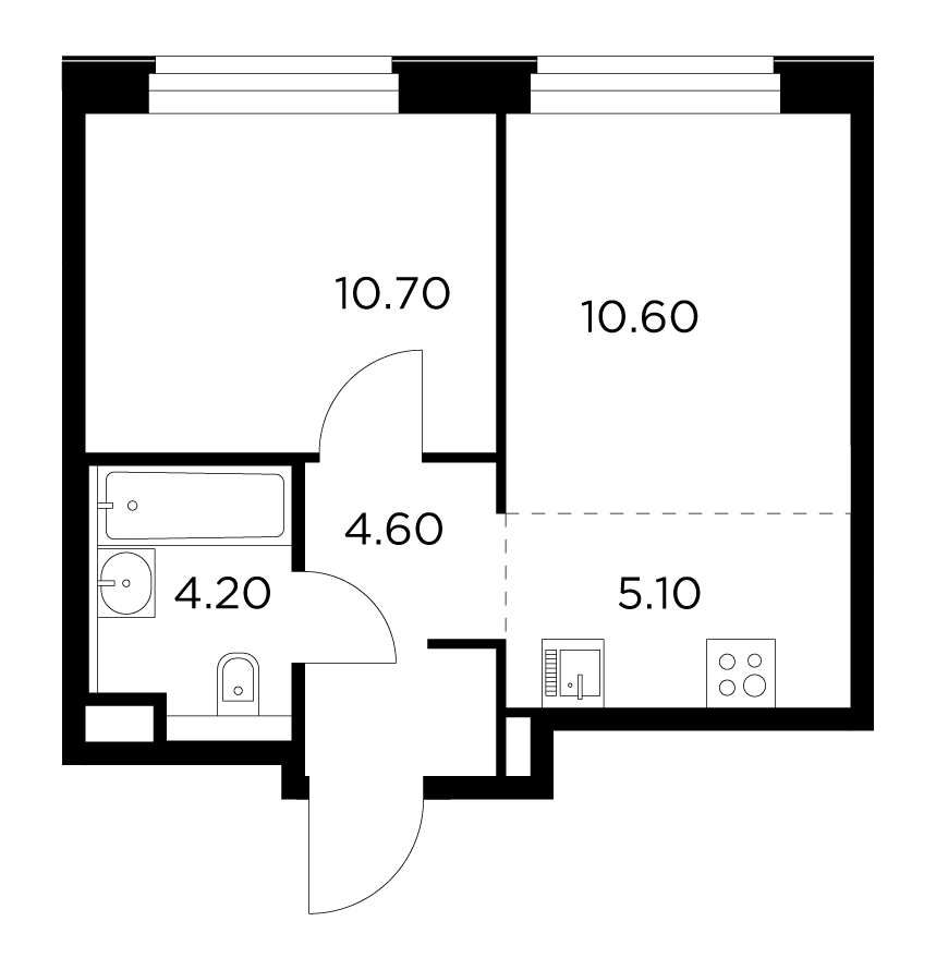 2-комнатная 35.3 м²