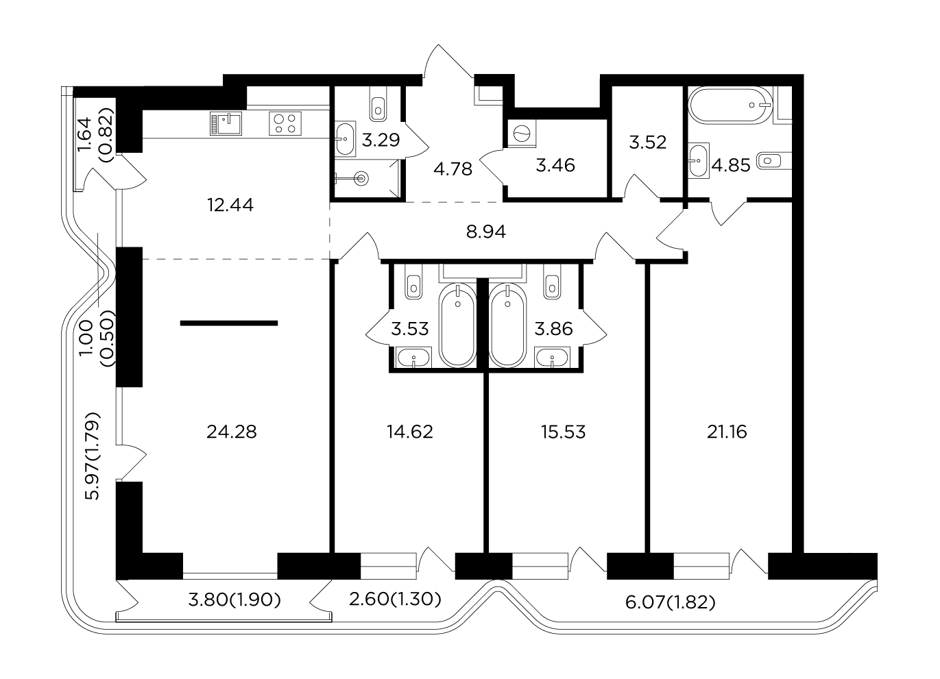 4-комнатная 132.39 м²