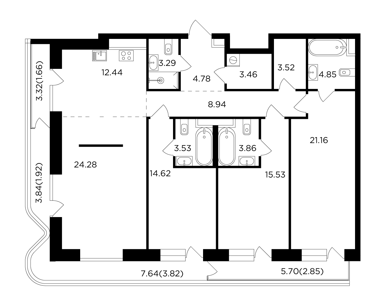 4-комнатная 134.51 м²