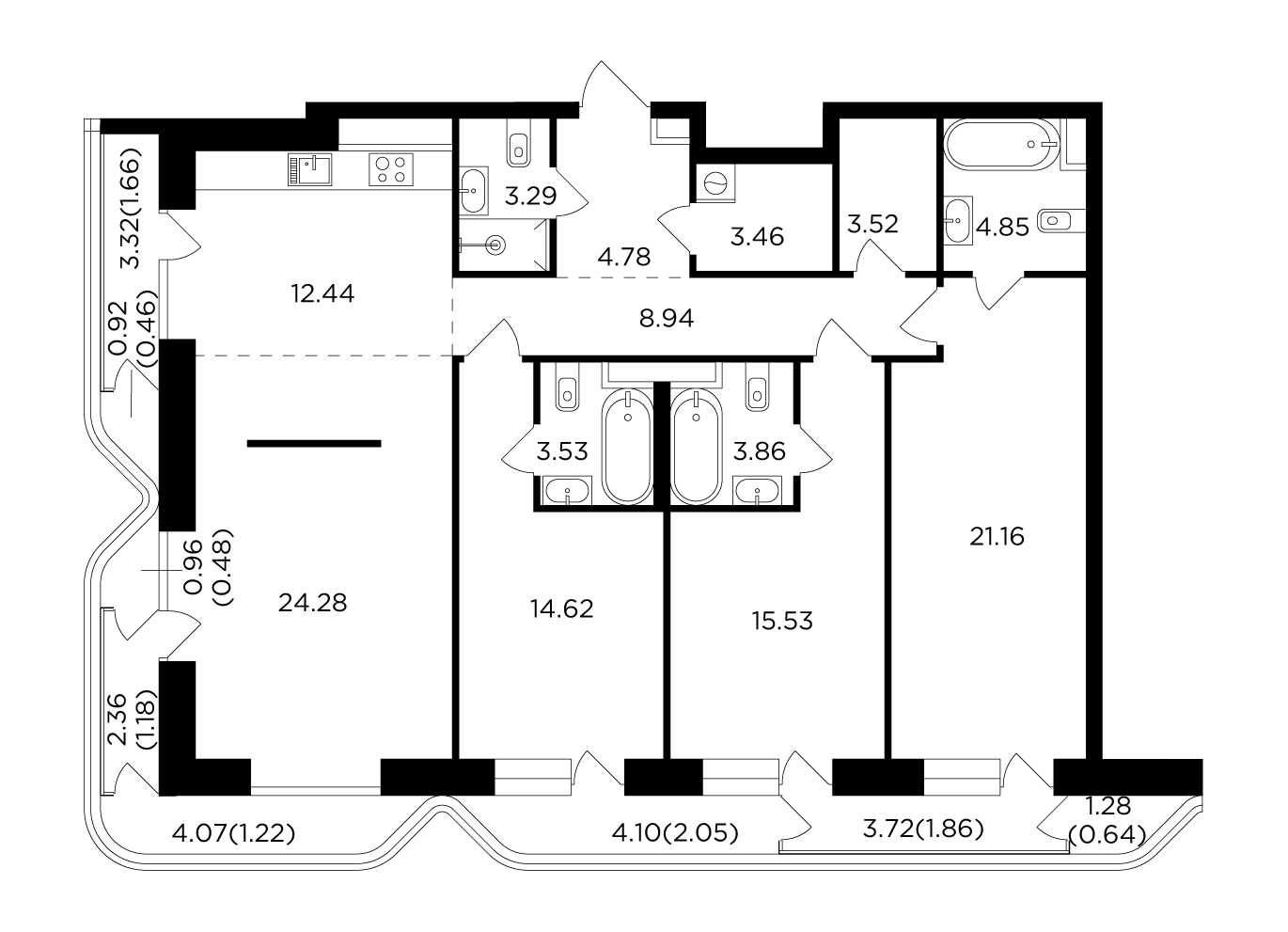 4-комнатная 133.81 м²