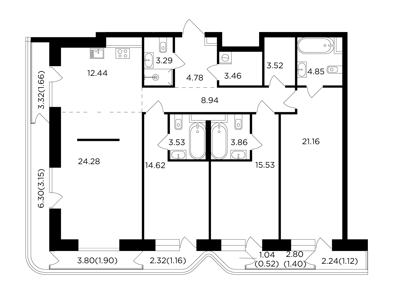 4-комнатная 135.17 м²