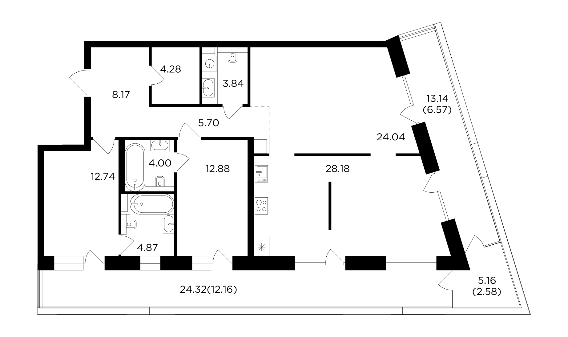 3-комнатная 130.01 м²