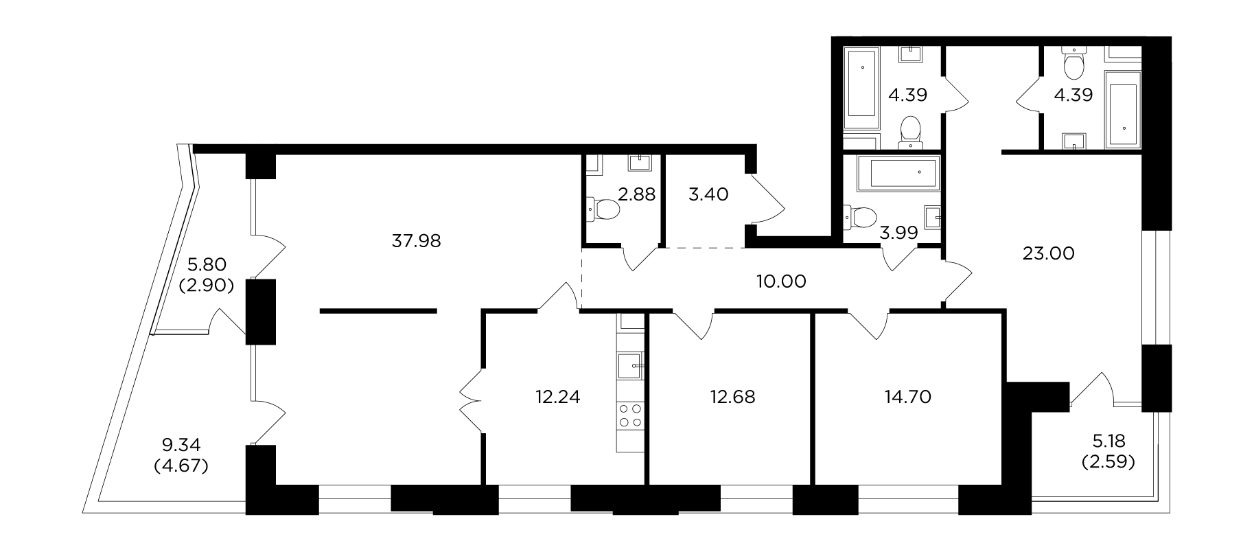 4-комнатная 139.81 м²
