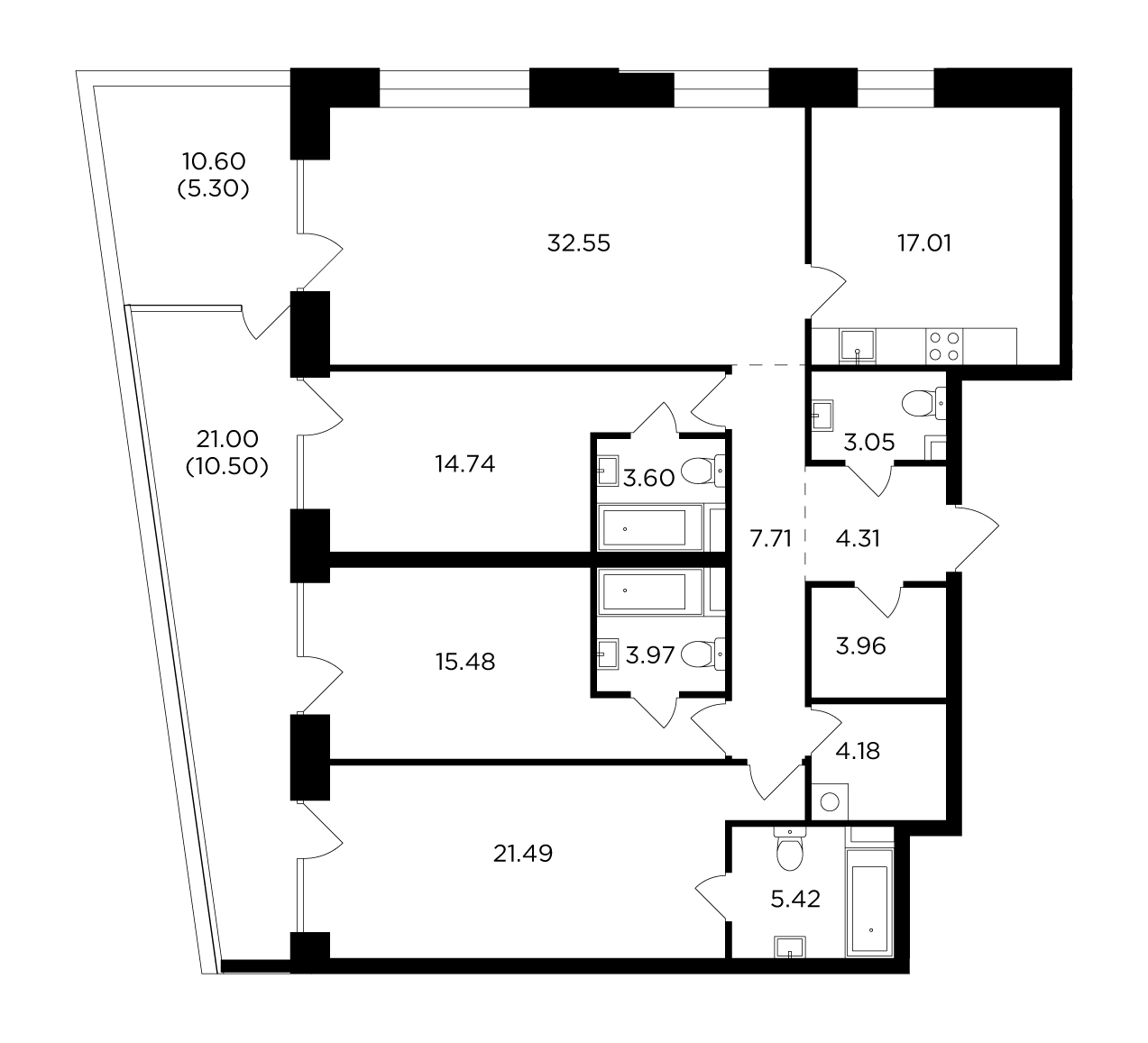 4-комнатная 153.27 м²