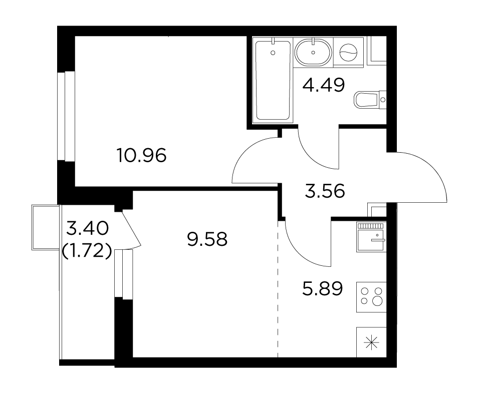 2-комнатная 36.18 м²