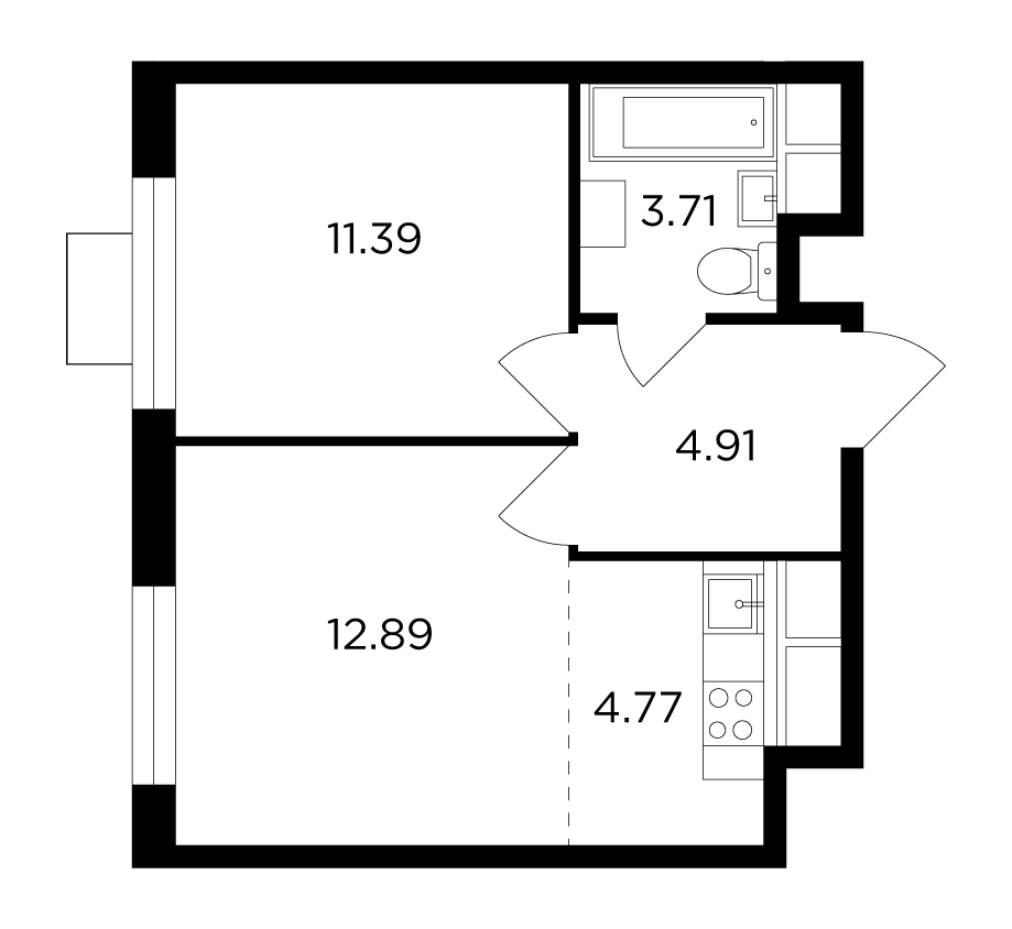 2-комнатная 37.67 м²
