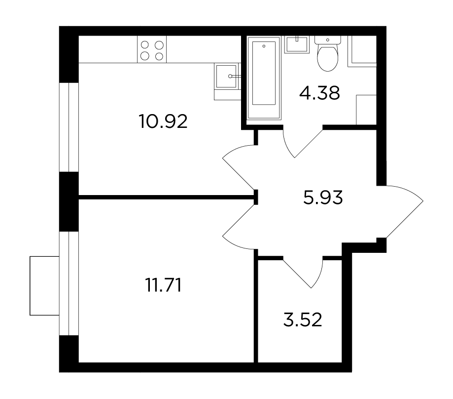 1-комнатная 36.46 м²